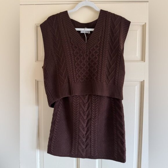 Babaton Cable Knit Sweater Vest + Skirt Set - Picture 2 of 3